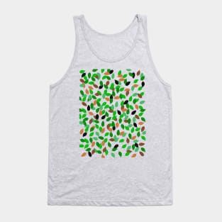 Green, black and brown leaves pattern Tank Top